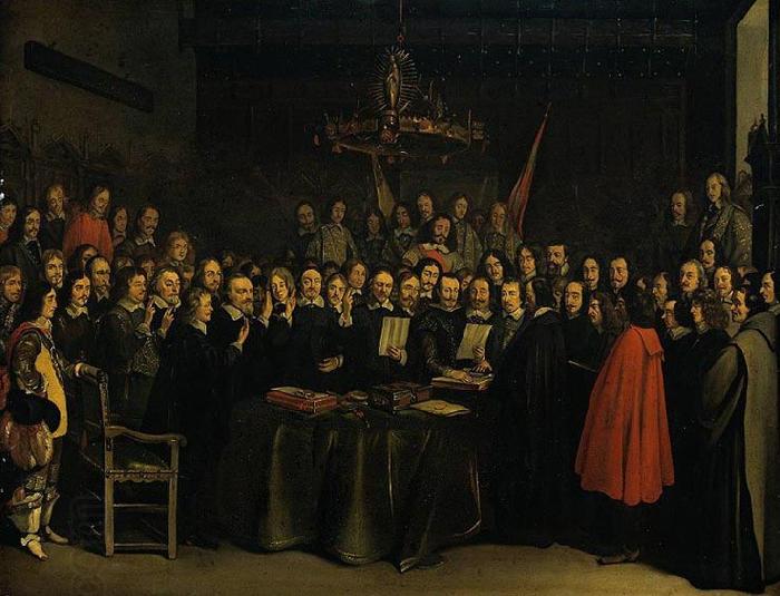 Gerard ter Borch the Younger Ratification of the Peace of Munster between Spain and the Dutch Republic in the town hall of Munster, 15 May 1648.